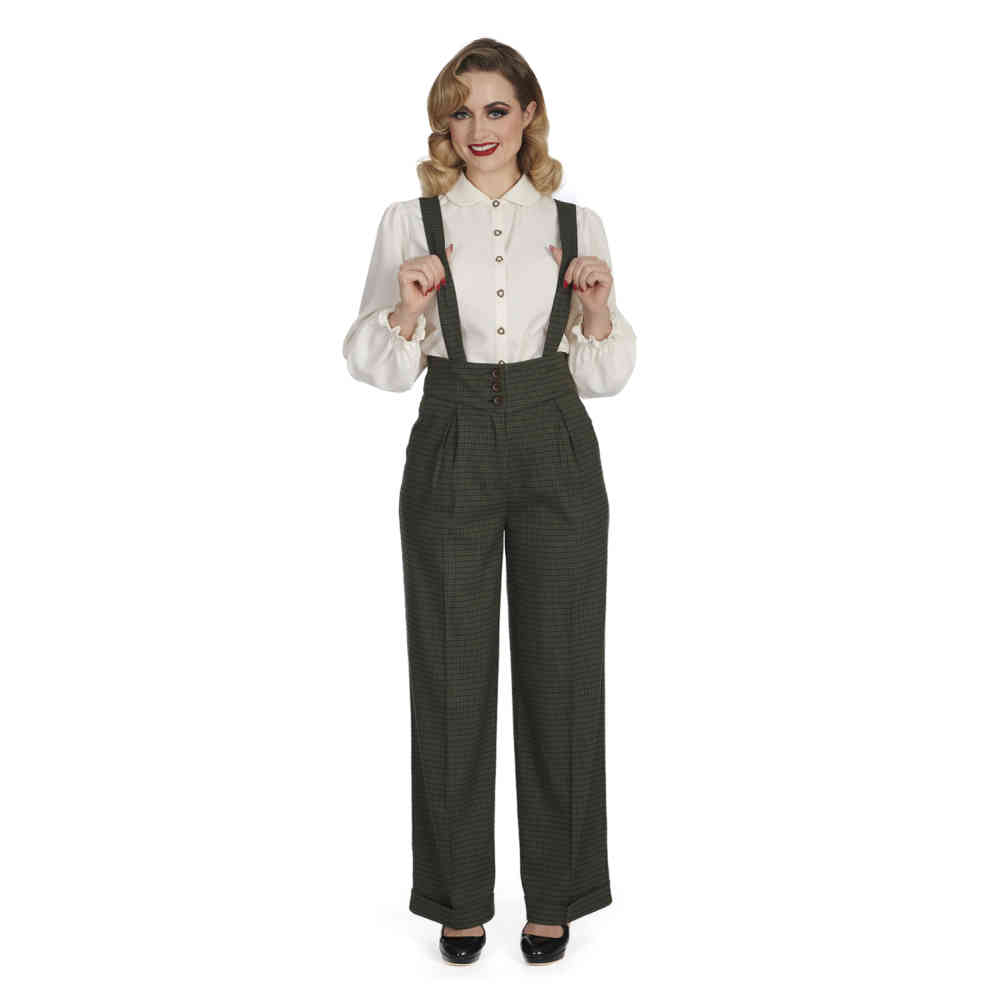 Banned - Jenny Check Broek rechte pijpen - Groen
